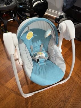 Blue & Gray Infant Swing with Canopy